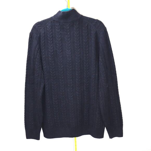Rodd & Gunn Italian Lambswool Cable Knit Mock Neck Sweater Navy L - Picture 2 of 4